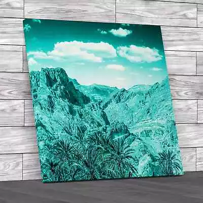 Mountain Oasis Chebika Tunisia Square Teal Canvas Print Large Picture Wall Art • £14.95