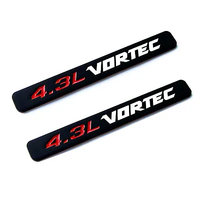 2x OEM Black 4.3L VORTEC Emblems Engine Badge Silverado Z71 GMC Sierra White Yu • $20.22