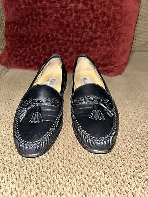 Moreschi Black Italian Soft Leather Kiltie Tassel Loafers Dress Shoes Men's 10.5 • $50