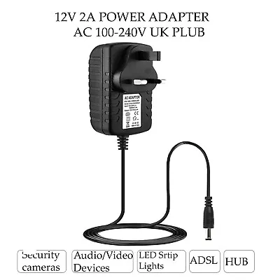 £7.45 • Buy 12V 2A AC/DC UK Power Supply Adapter Safety Charger For LED Strip CCTV Camera