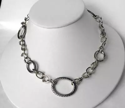 Michael Dawkins Sterling Starry Night Snakeskin Oval Chain Necklace 16  New 61gr • $99