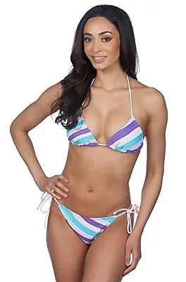 $14.99 • Buy Rosa Cha Women's Triangle Wirefree Halter Stripe Bikini Set Swimsuit 2537