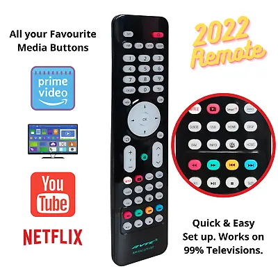 £4.96 • Buy Universal Remote TV Control For All Devices Perfect Replacement Controller HD