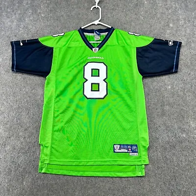 VTG Seattle Seahawks Jersey Boys XL +2 Green Stitched Mesh Hasslebeck Y2K Reebok • $7.96