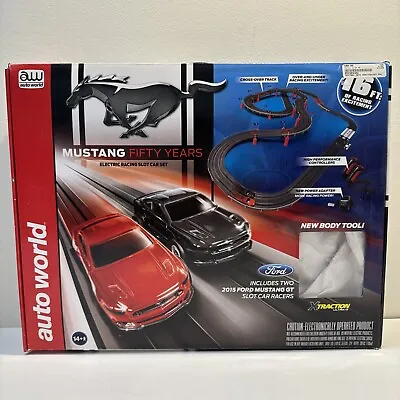 Auto World Mustang 50 Fifty Years Electric Racing Slot Car Set XTraction 2013 • $80