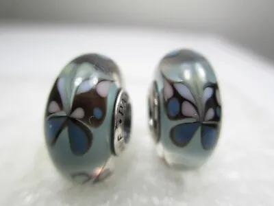 2 Authentic Pandora Murano Glass Bead Charm Blue Butterfly Kisses Halloween Sale • $37.49