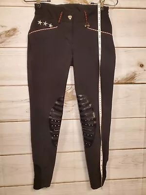 Equine Couture Stars Stripes Black Riding Breeches Black Ladies 24  • $24.95