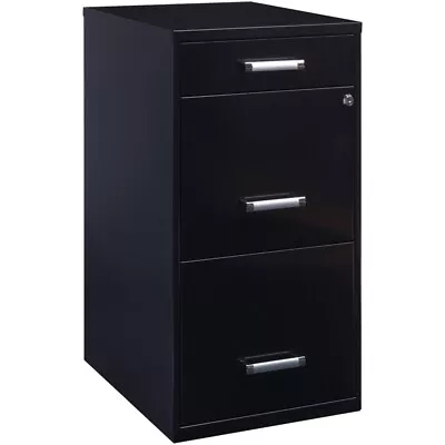 Space Solutions 3 Drawer Metal File Cabinet With Pencil Drawer Black • $117.97