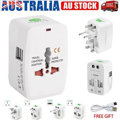 Travel Adapter World Wide Use Universal New Plug Charger UK EU AU US USB Port AU • $8.77