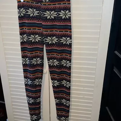 E & K Cold-weather Fleece Leggings With Nordic Print • $11