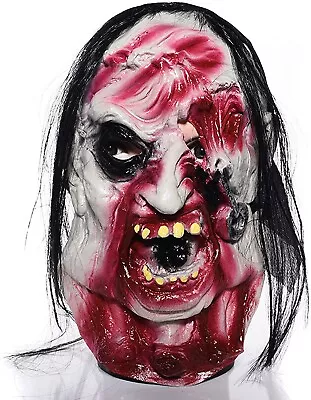 £7.99 • Buy Scary Zombie Mask Halloween Adult Cosplay Costume Props Gory Horror Party Latex