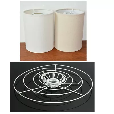 Circular Lampshade Kit 9.5-40cm Dia.+ E27 To E14 Adater Frame Light Shade DIY • £5.39