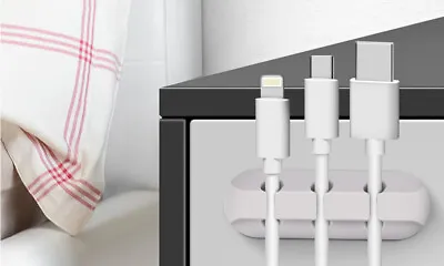 Cable Desktop Organiser Desk Tidy Wire Holder Usb Cord Charger Clip Office UK • £4.99