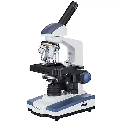 AmScope 40X-2500X LED Monocular Compound Microscope With 3D Stage • £159.16