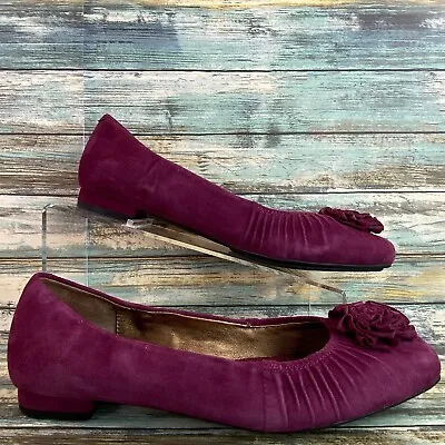 ME TOO Domonic Womens Sz 9.5 Flats Loafers Shoes Purple Suede Formal Work Career • $30