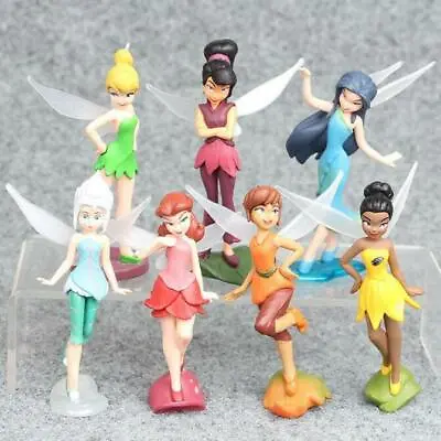 1 Set 7 Tinker Bell Tinkerbell Fairy Fairies Figurines Figures Ornament Toy 10cm • £10.79