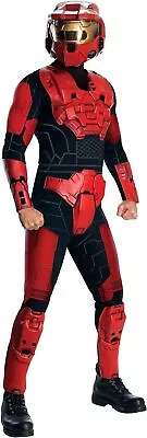 Halo Red Spartan Military Soldier Fancy Dress Up Halloween Deluxe Adult Costume • $86.43