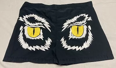 Vintage Retro Baggie Boys Brand Black Shorts W/ Monster Wolf Face On Rear • $19.99