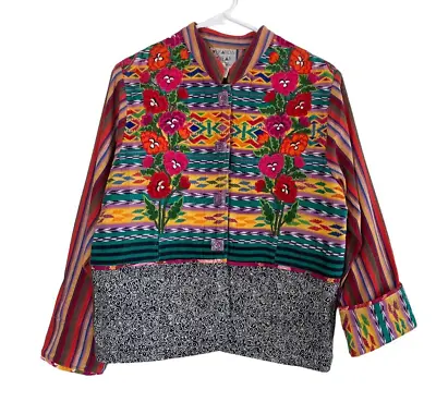 Veranda Wear Womens Jacket S Handwoven Guatemala Embroidery Boho Art Wear Folk • $110