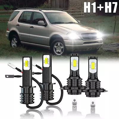 For Benz ML320 ML430 1998-2001 4X H1 H7 LED Headlight High Low Beam Combo Bulbs • $27.99