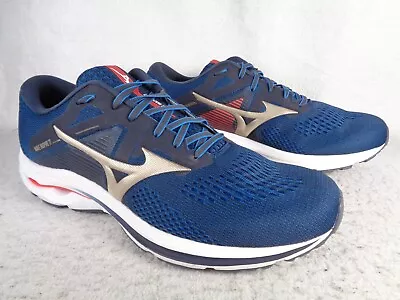 Mizuno Wave Inspire 17 Running Shoes Mens US 14 2E Mesh India Ink Blue Athletic • $52.49