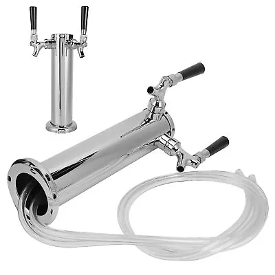 HO Stainless Steel Cylinder Draft Beer Tower With 2 Faucet Tap Brewing Accessory • $102.09