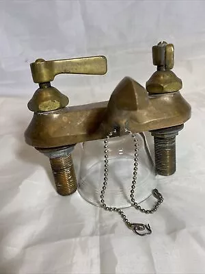 VINTAGE ANTIQUE HOT COLD WATER BATHTUB SINK FAUCET FIXTURE HANDLES Solid BRASS • $110