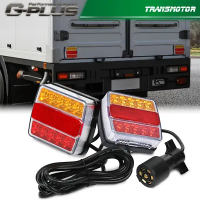 Pair Magnetic LED Trailer Towing Light Kit 24ft Cable With 7 Pin Plug • $34.98