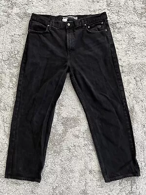 Harley Davidson Jeans Mens 40x30 Black Cotton Regular Fit Straight Pocket Denim • $16.99
