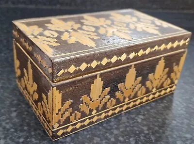 Prisoner Of War Straw Work Napoleonic Geometric POW Wooden Box Antique • £49