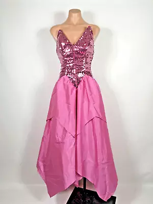 Vintage 80s Alyce Designs Sequin Evening Gown Strapless Long Party Prom 8 Barbie • $300