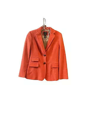 J Crew Womens Blazer Hacking Orange Wool Herringbone Tweed Jacket Size 4 • $99