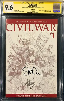 Civil War #1 CGC 9.6 Michael Turner & McNiven SIGNED Comic Sketch Avengers • $389.99