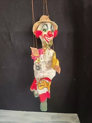 Vintage Clown Marionette Figurine String Puppet Rare Mexican Folk Art V014 • $15