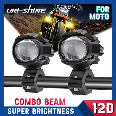 2Pcs LED Driving Fog Light Amber White Projector Lamp Headlight Motorcycle ATV • $52.49