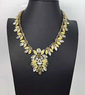 J. Crew Goldtone Yellow & Clear Rhinestone Statement Necklace • $18