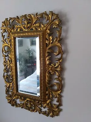 $199.99 • Buy MIRROR FRENCH ROCOCO Vintage Cast Iron HANGING  Mirror  Gold Tone