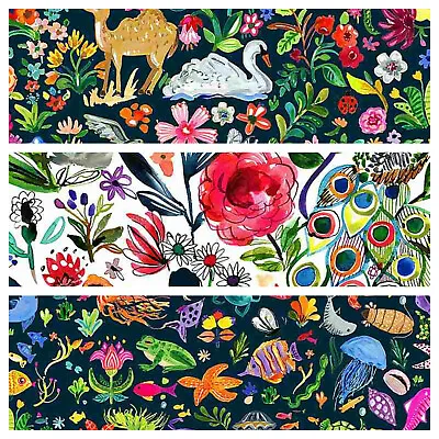 TREE OF LIFE By Dear Stella 100% Cotton Fabric ANIMALS OCEAN WILDLIFE • £8.25