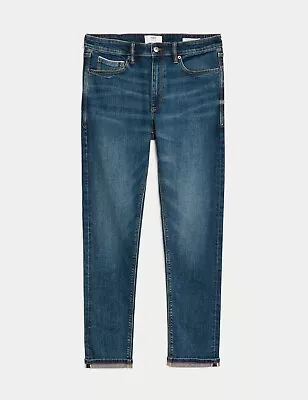 M&s Autograph Mens Slim Fit Japanese Selvedge Stretch Jeans Indigo Bnwt 32r • £60