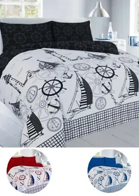 Jake Boat Sailing Reversible Duvet Cover Set With Pillowcase Kids Bedding Set • £12.99