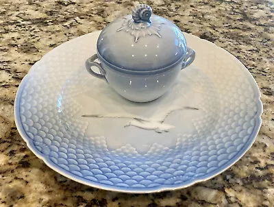 B & G Vintage Bing & Grondahl Seagull Dinner Plate & Seahorse Sugar Bowl Denmark • $60