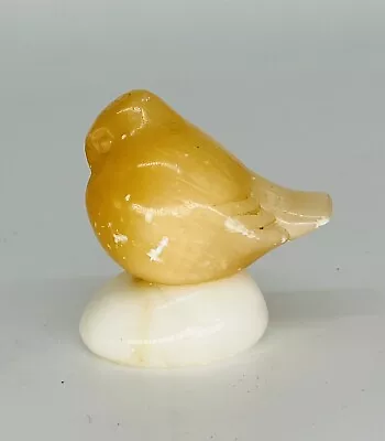 Vintage Peach Selenite Carved Stone Bird On White Base • $11.99