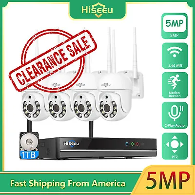 Clearance Hiseeu 3MP 5MP 10CH NVR Wireless Wifi PTZ Srcurity Camera System Kit • $215.99