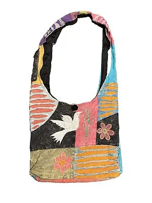 Boho Hippie Patchwork Bag Peace Dove Made In Nepal  • $14