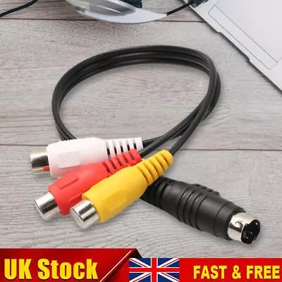 4 Pin S-Video To 3 RCA TV Adapter Cable Useful 28 Cm/11 Inch For Computer Laptop • £5.49