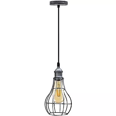 Vintage Cage Metal Pendant Light Shades Wire Vase Shape Ceiling Industrial Lamps • £16.89