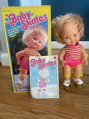 Vintage 1982 Mattel Baby Skates Doll Roller Skating Wind Up Toy - Works • $55