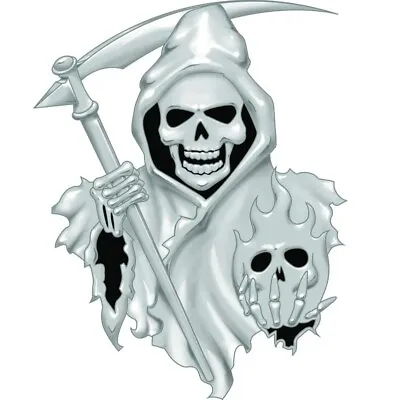 Universal Emblem Badge Decal Sticker 3D Eagle Grim Reaper Chrome 3.5  X 4.25  • $11.39