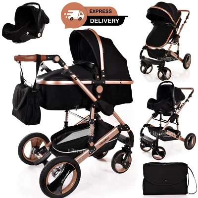 £195 • Buy Baby Pram Pushchair Travel System Covertible Buggy With Car Seat All In One