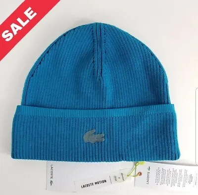 Lacoste Ribbed Beanie Hat Willo/marine So Lacoste Motion One Size Unisex • $89.32